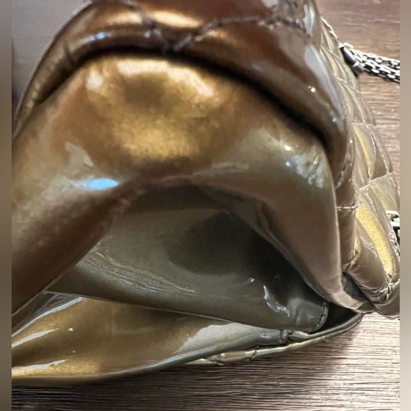 HP GUC Chanel Metallic Patent Leather Bowler w/ Hologram & card. Color transfer. - Picture 8 of 16